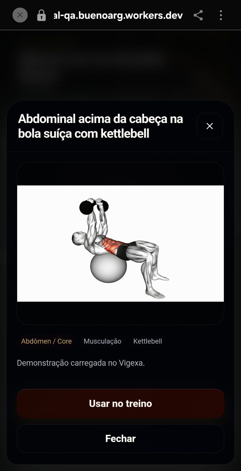 Demonstração anatômica real de exercício no aplicativo